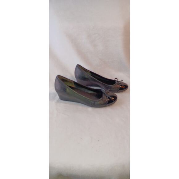 Cole Haan Black Leather Patent Toe Shoes Cushioned Sole Size 8 B Wedge - Picture 2 of 9